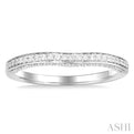 1/5 ctw Top and Front Round Cut Diamond Wedding Band in 14K White Gold