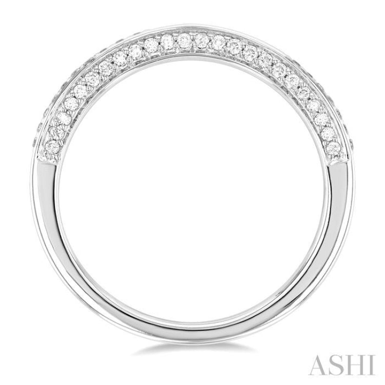 1/5 ctw Top and Front Round Cut Diamond Wedding Band in 14K White Gold