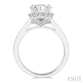 5/8 ctw Marquise Shape Round Cut Diamond Semi-Mount Engagement Ring in 14K White Gold