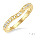 1/6 ctw Etched and Milgrain Highlighted Round Cut Diamond Wedding Band in 14K Yellow Gold