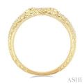 1/6 ctw Etched and Milgrain Highlighted Round Cut Diamond Wedding Band in 14K Yellow Gold