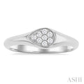 1/10 Ctw Pear Signet Round Cut Diamond Stackable Ring in 10K White Gold