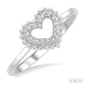 1/10 ctw Petite Heart Round Cut Diamond Stackable FAshion Ring in 10K White Gold