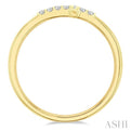 1/10 ctw Petite Reclining Cross Round Cut Diamond Stackable FAshion Ring in 10K Yellow Gold