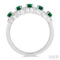 1/3 ctw Oval Cut 4x3 MM Precious Emerald and Round Cut Diamond Wedding Band in 14K White Gold