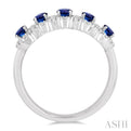 1/3 ctw Oval Cut 4x3 MM Precious Sapphire and Round Cut Diamond Wedding Band in 14K White Gold