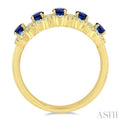 1/3 ctw Oval Cut 4x3 MM Precious Sapphire and Round Cut Diamond Wedding Band in 14K Yellow Gold