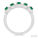 1/2 ctw Octagonal Shape 4x3 MM Precious Emerald and Round Cut Diamond Wedding Band in 14K White Gold