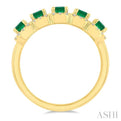 1/2 ctw Octagonal Shape 4x3 MM Precious Emerald and Round Cut Diamond Wedding Band in 14K Yellow Gold