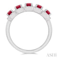 1/2 ctw Octagonal Shape 4x3 MM Precious Ruby and Round Cut Diamond Wedding Band in 14K White Gold