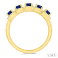 1/2 ctw Octagonal Shape 4x3 MM Precious Sapphire and Round Cut Diamond Wedding Band in 14K Yellow Gold