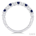 3/8 ctw Round Cut 2.60MM Sapphire and Diamond Precious Wedding Band in 14K White Gold