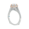 Split Shank Diamond Halo Engagement Ring in 14K Two-Tone Gold (Semi-Mount)