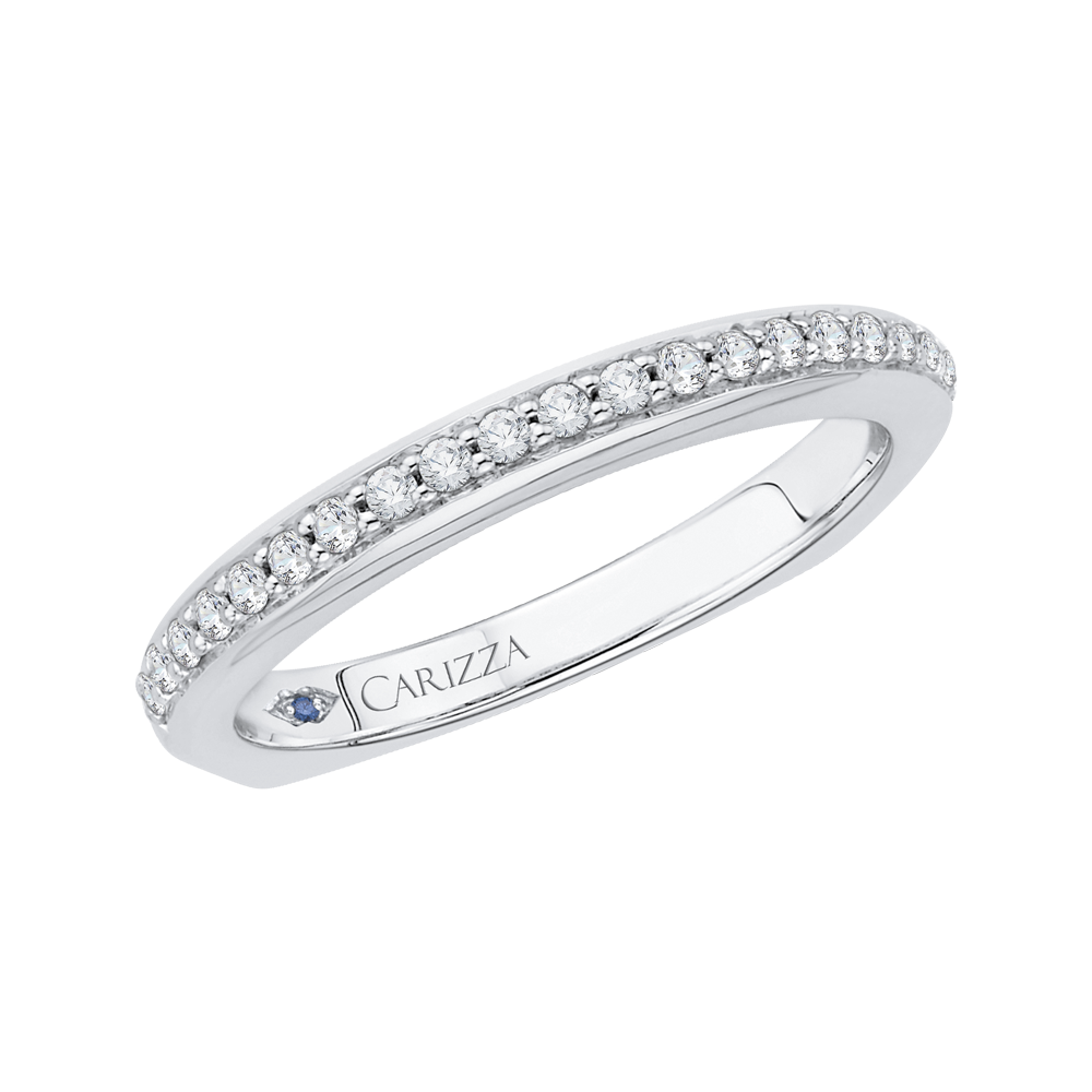 Euro Shank Round Diamond Half-Eternity Wedding Band in 14K White Gold