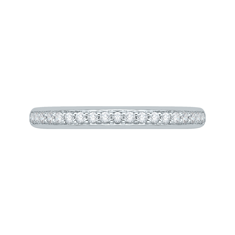 Euro Shank Round Diamond Half-Eternity Wedding Band in 14K White Gold