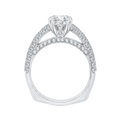 Euro Shank Diamond Cathedral Style Engagement Ring In 14K White Gold (Semi-Mount)