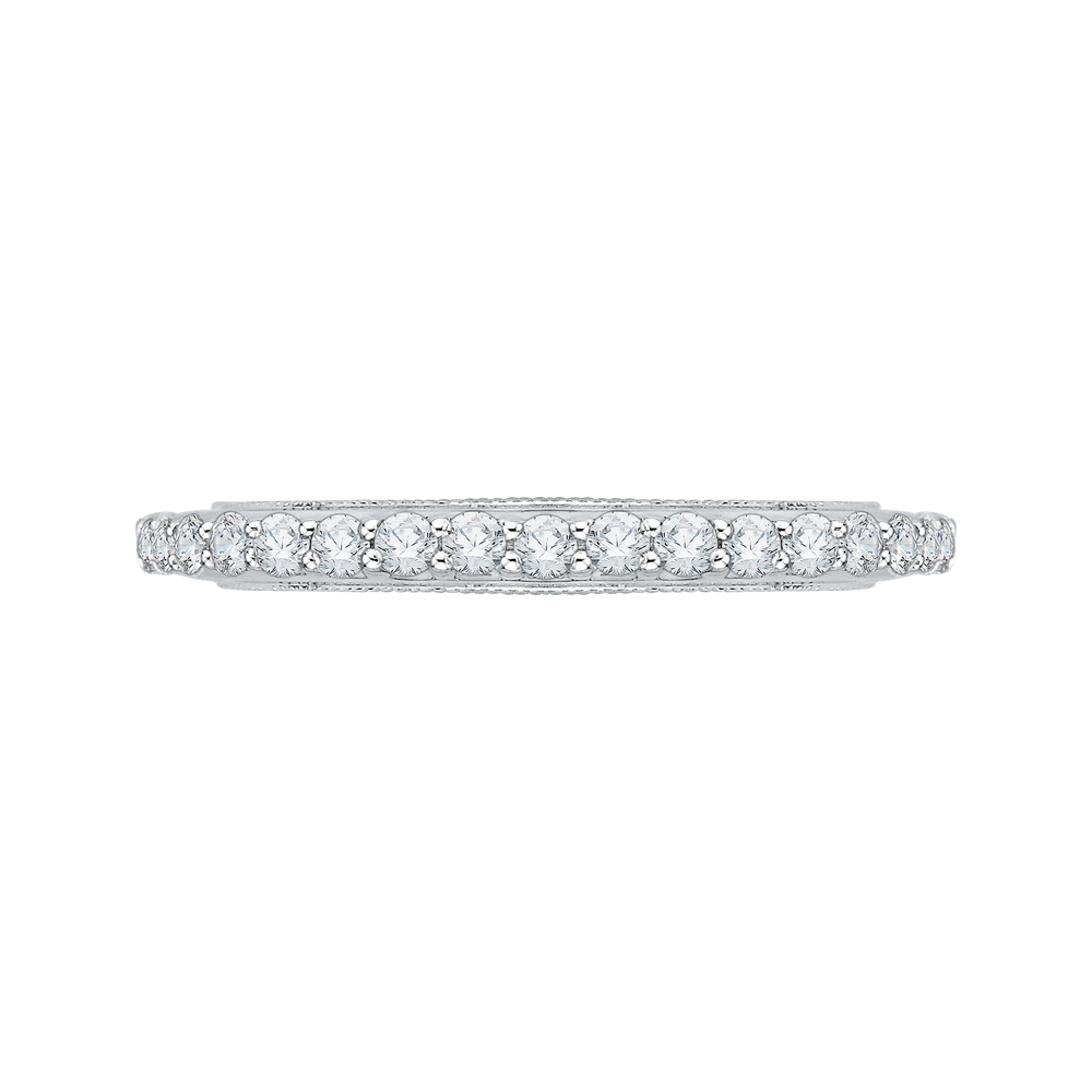 Euro Shank Round Diamond Wedding Band in 14K White Gold