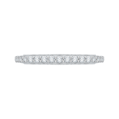 Euro Shank Round Diamond Wedding Band in 14K White Gold