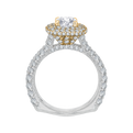 Diamond Double Halo Engagement Ring with Band in 14K Two-Tone Gold (Semi-Mount)