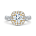 Diamond Double Halo Engagement Ring with Band in 14K Two-Tone Gold (Semi-Mount)