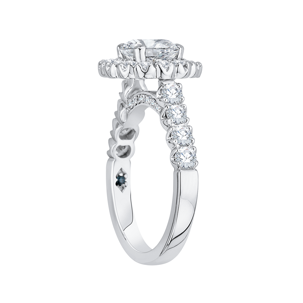 Prong Set Diamond Halo Engagement Ring in 14K White Gold (Semi-Mount)