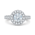 Prong Set Diamond Halo Engagement Ring in 14K White Gold (Semi-Mount)