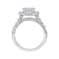 Prong Set Diamond Halo Engagement Ring in 14K White Gold (Semi-Mount)