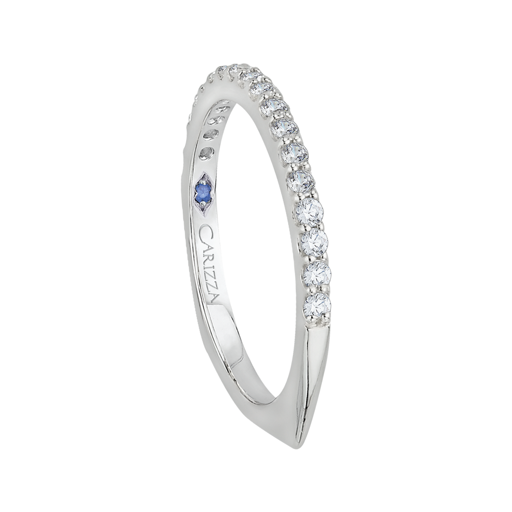 Diamond Half-Eternity Wedding Band with Euro Shank In 14K White Gold