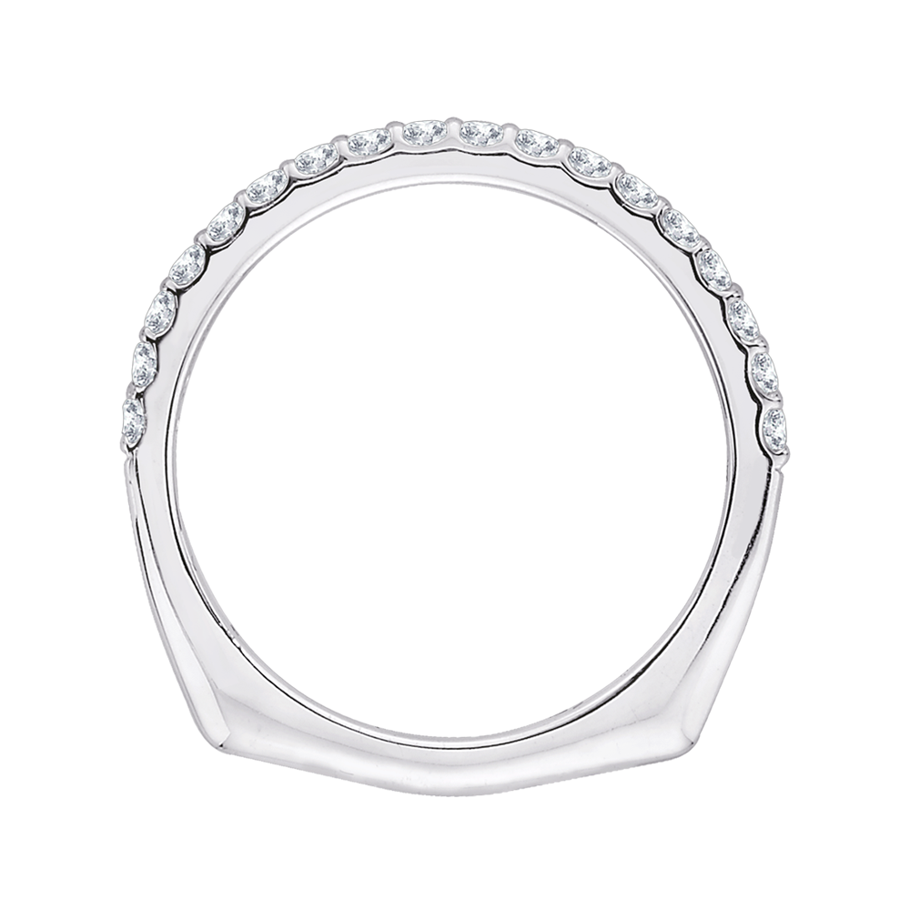 Diamond Half-Eternity Wedding Band with Euro Shank In 14K White Gold