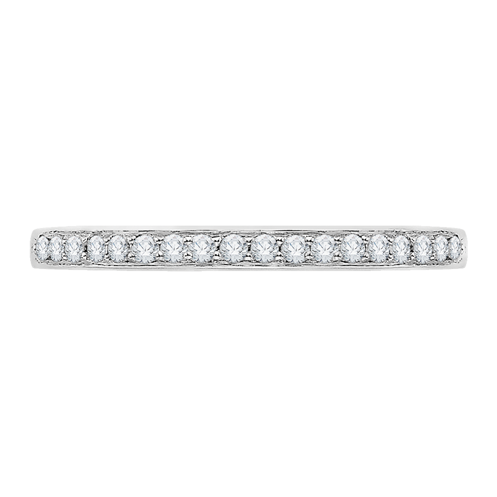 Euro Shank Round Diamond Half-Eternity Wedding Band In 14K White Gold