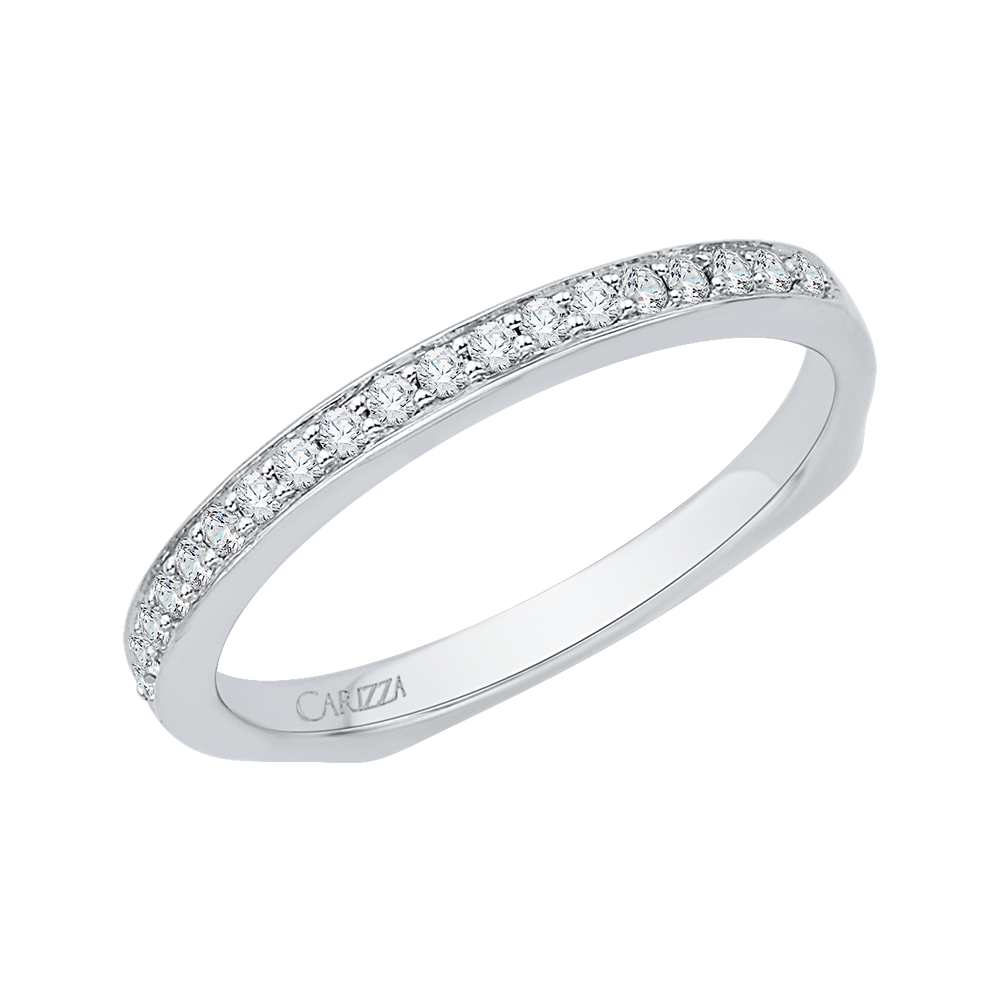 Euro Shank Round Diamond Half-Eternity Wedding Band In 14K White Gold