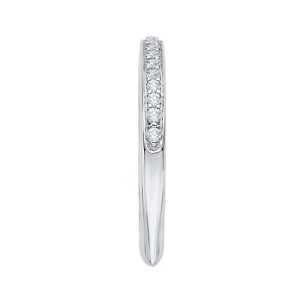 Euro Shank Round Diamond Half-Eternity Wedding Band In 14K White Gold