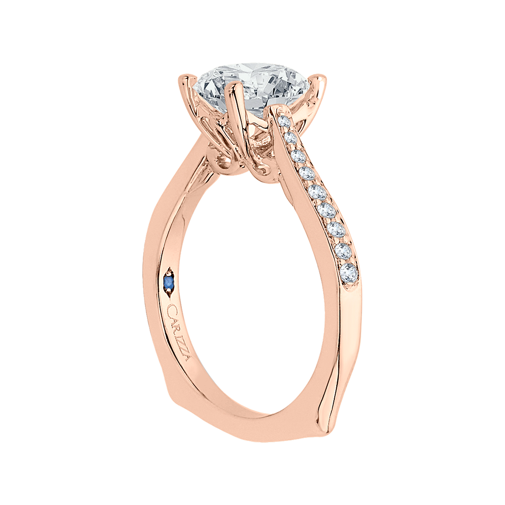 Diamond Solitaire with Accents Engagement Ring in 14K Rose Gold (Semi-Mount)