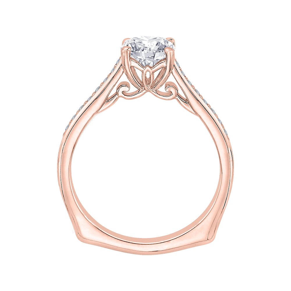 Diamond Solitaire with Accents Engagement Ring in 14K Rose Gold (Semi-Mount)