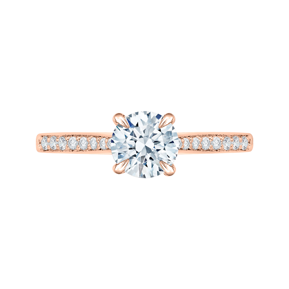 Diamond Solitaire with Accents Engagement Ring in 14K Rose Gold (Semi-Mount)