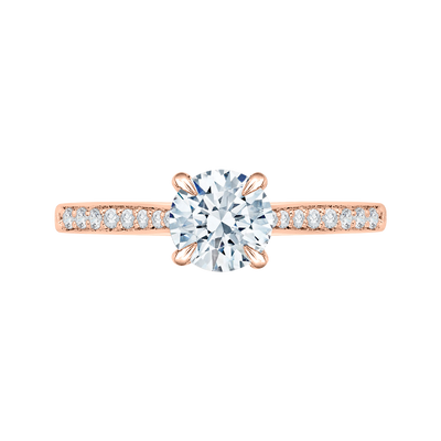 Diamond Solitaire with Accents Engagement Ring in 14K Rose Gold (Semi-Mount)