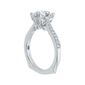 Round Diamond Solitaire with Accents Engagement Ring in 14K White Gold (Semi-Mount)