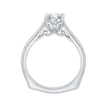 Round Diamond Solitaire with Accents Engagement Ring in 14K White Gold (Semi-Mount)