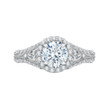 Split Shank Diamond Halo Engagement Ring in 14K White Gold (Semi-Mount)