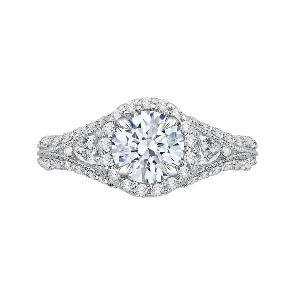 Split Shank Diamond Halo Engagement Ring in 14K White Gold (Semi-Mount)