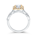 Round Diamond Halo Vintage Engagement Ring in 14K Two Tone Gold (Semi-Mount)