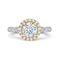 Round Diamond Halo Vintage Engagement Ring in 14K Two Tone Gold (Semi-Mount)