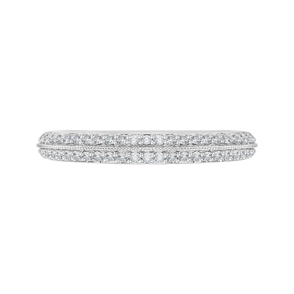 Euro Shank Two Row Diamond Wedding Band in 14K White Gold