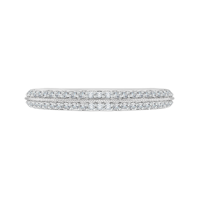 Euro Shank Two Row Diamond Wedding Band in 14K White Gold