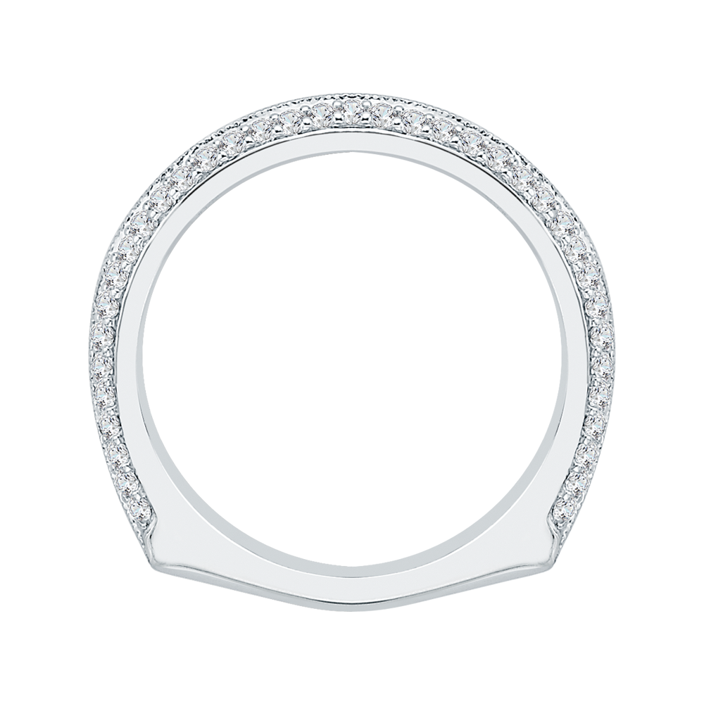 Euro Shank Two Row Diamond Wedding Band in 14K White Gold