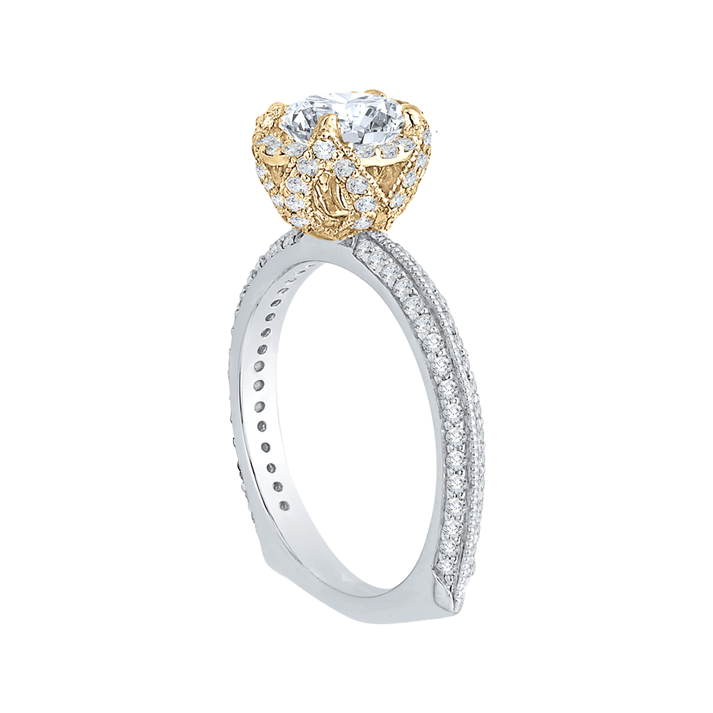 Euro Shank Round Diamond Engagement Ring in 14K Two-Tone Gold (Semi-Mount)