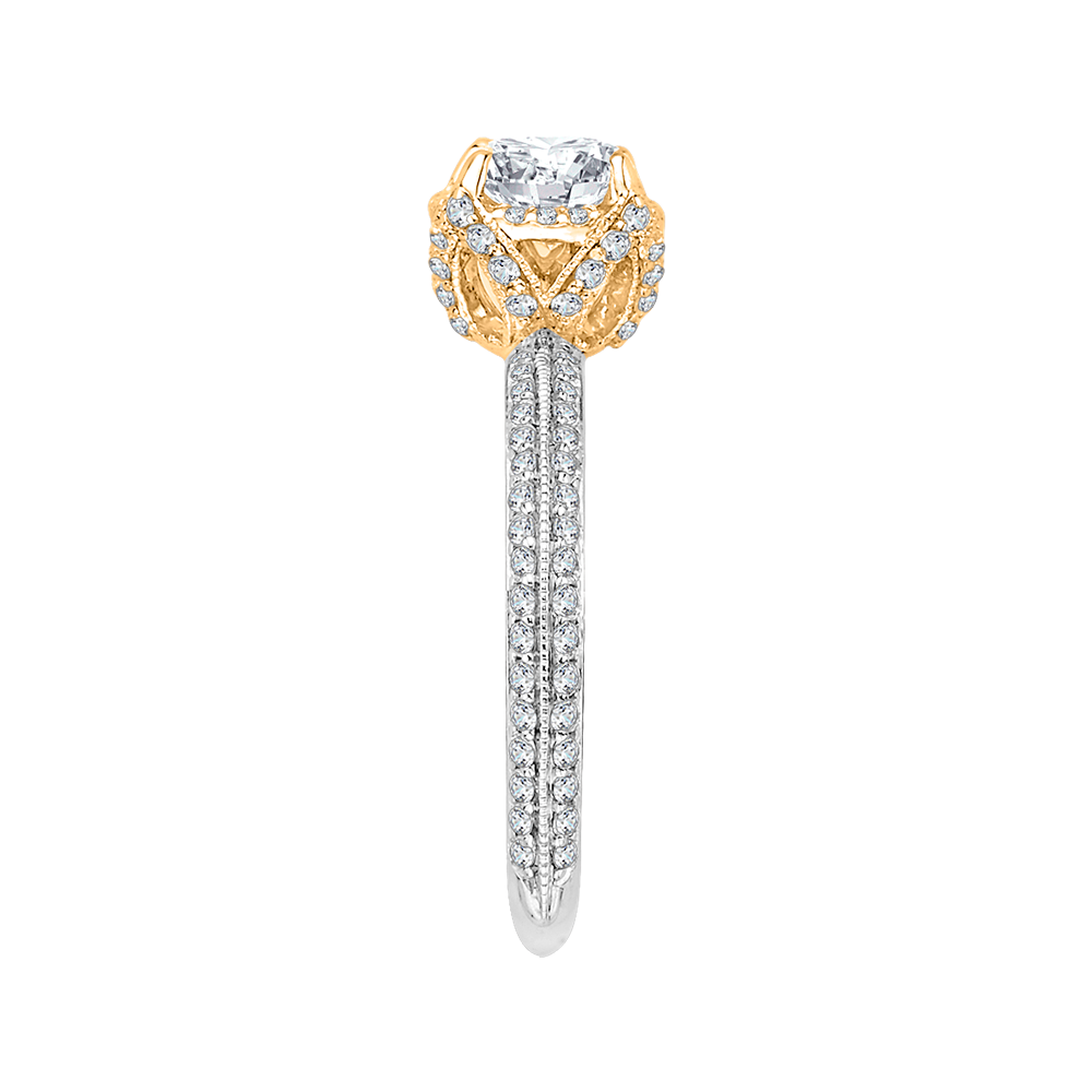 Euro Shank Round Diamond Engagement Ring in 14K Two-Tone Gold (Semi-Mount)