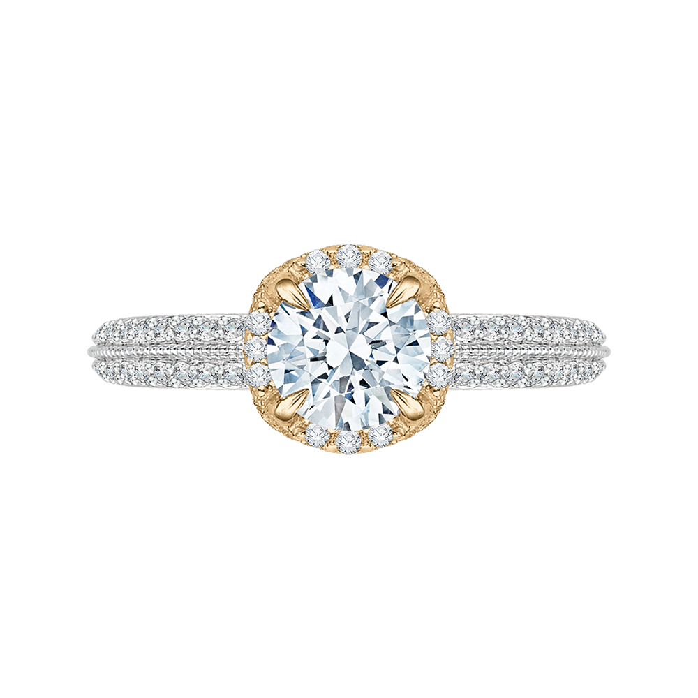 Euro Shank Round Diamond Engagement Ring in 14K Two-Tone Gold (Semi-Mount)