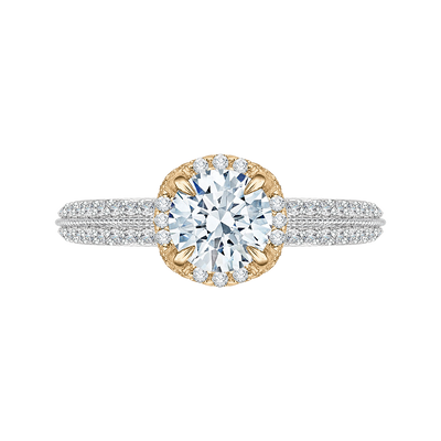 Euro Shank Round Diamond Engagement Ring in 14K Two-Tone Gold (Semi-Mount)