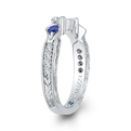 Round Diamond Wedding Band with Sapphire in 14K White Gold